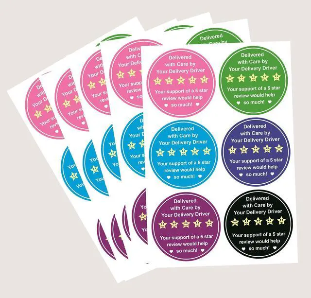 Main image of 5 Star Review Delivery Labels,2 inch 300pcs Colored Thank You for Your Order Stickers