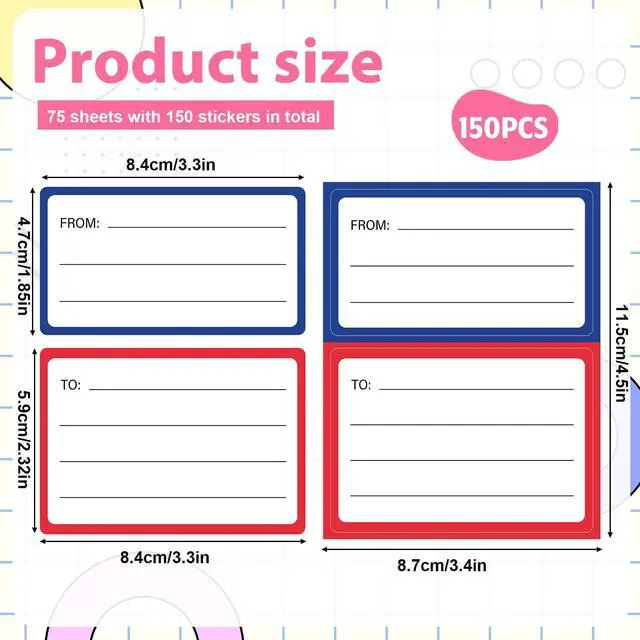 Alt view image 2 of 7 - 150 PCS Mailing Labels for Packages to from Return Address Mailing Labels, Blank Self Adhesive Mailing Label Mail Shipping Postage Guaranteed Stickers for Package Gift Mail Box Envelopes (Red&Blue)