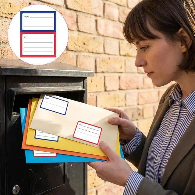 Alt view image 4 of 7 - 150 PCS Mailing Labels for Packages to from Return Address Mailing Labels, Blank Self Adhesive Mailing Label Mail Shipping Postage Guaranteed Stickers for Package Gift Mail Box Envelopes (Red&Blue)