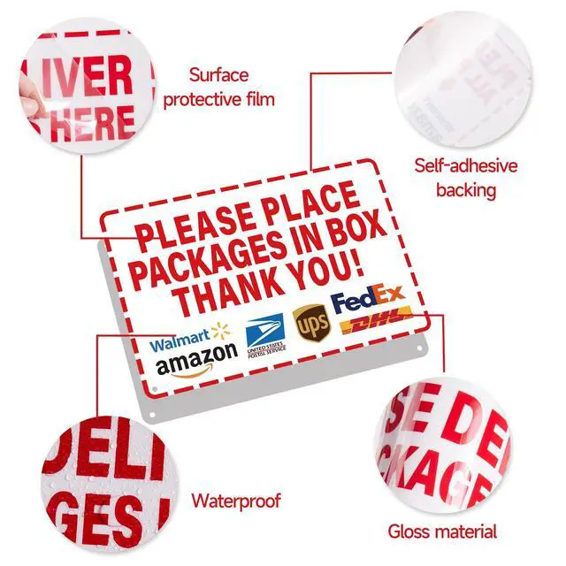 Alt view image 4 of 7 - Please Leave Packages and Deliveries Here SignSelf-Adhesive Waterproof and Durable Place Packages in Box Sign, Please Delivery Packages in Box Sticker for Home, Office, Shop, Door