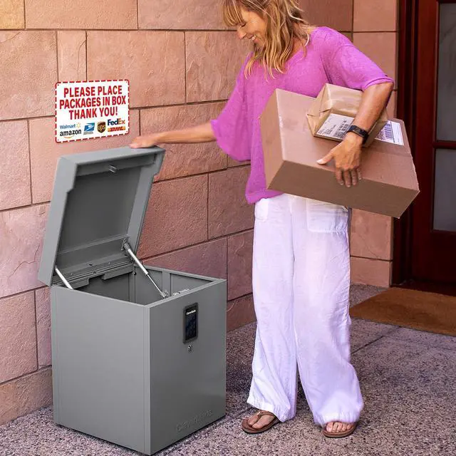 Alt view image 6 of 7 - Please Leave Packages and Deliveries Here SignSelf-Adhesive Waterproof and Durable Place Packages in Box Sign, Please Delivery Packages in Box Sticker for Home, Office, Shop, Door