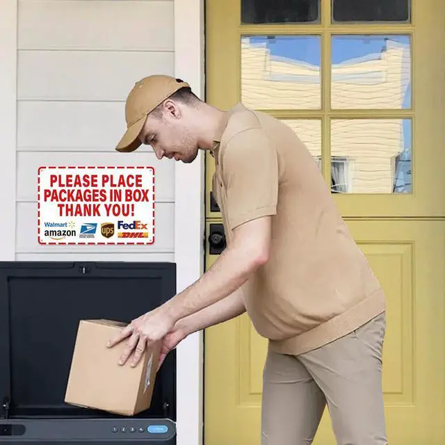 Alt view image 5 of 7 - Please Leave Packages and Deliveries Here SignSelf-Adhesive Waterproof and Durable Place Packages in Box Sign, Please Delivery Packages in Box Sticker for Home, Office, Shop, Door