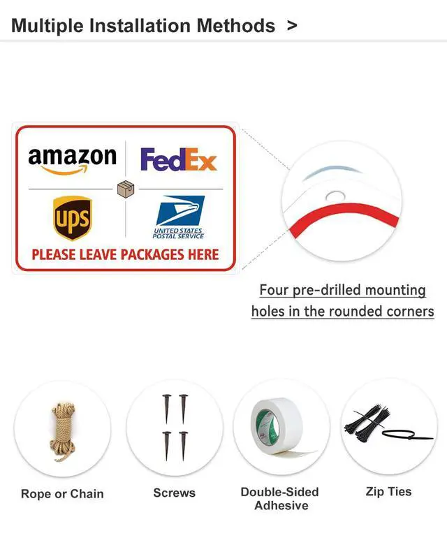 Alt view image 5 of 7 - Package Delivery Sign 8x12", Please Leave Packages Here