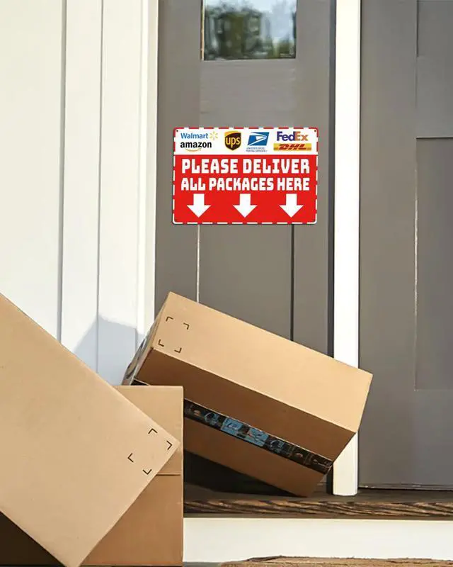 Alt view image 3 of 7 - Package Delivery Sign 8x12", Please Deliver All Packages Here
