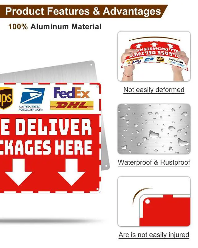 Alt view image 4 of 7 - Package Delivery Sign 8x12", Please Deliver All Packages Here
