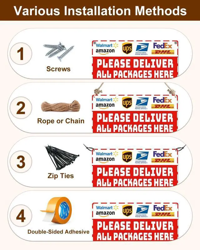Alt view image 5 of 7 - Package Delivery Sign 8x12", Please Deliver All Packages Here