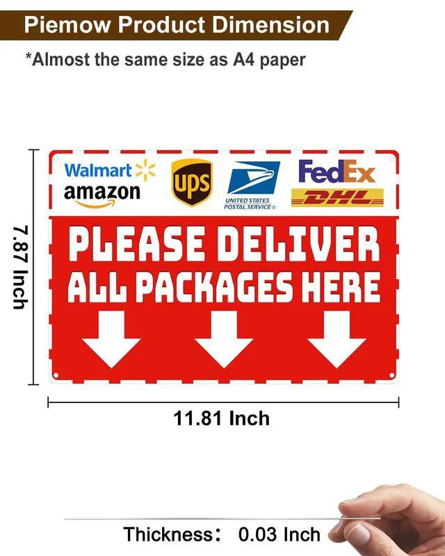 Alt view image 6 of 7 - Package Delivery Sign 8x12", Please Deliver All Packages Here