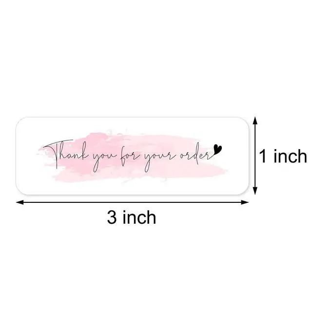 Alt view image 2 of 3 - 1inch x 3inch Thank You for Your Order Stickers, Pink Decorative Sealing Stickers for Delivery, Decoration, Gifts, Packaging, 120 Labels Per Roll, 1 roll