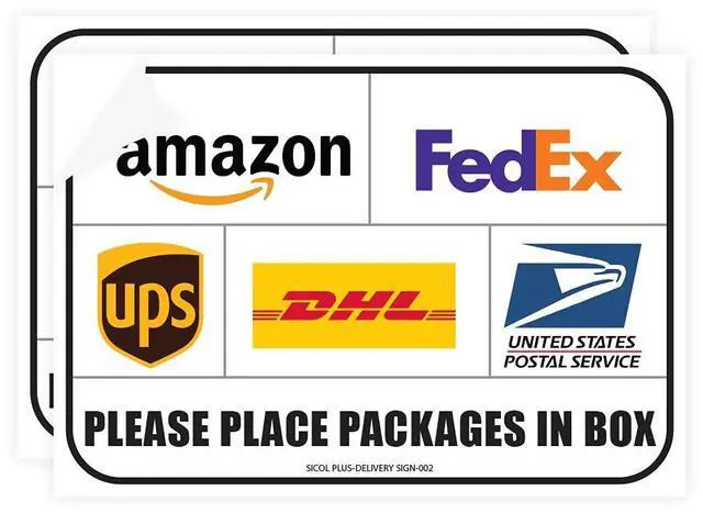 Main image of Package Delivery Signs (02 pack) Package Delivery Stickers size 10 x 7 Inches Over Lamination Delivery Signs for Packages