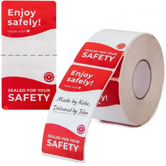 Main image of Tamper Evident Writable Delivery Labels 2 x 4 Tamper Proof Stickers for Food Delivery Takeaway Box - 500 Food Safety Stickers with Easy Tear-Off Strong Adhesive Seal Stickers for Food Delivery