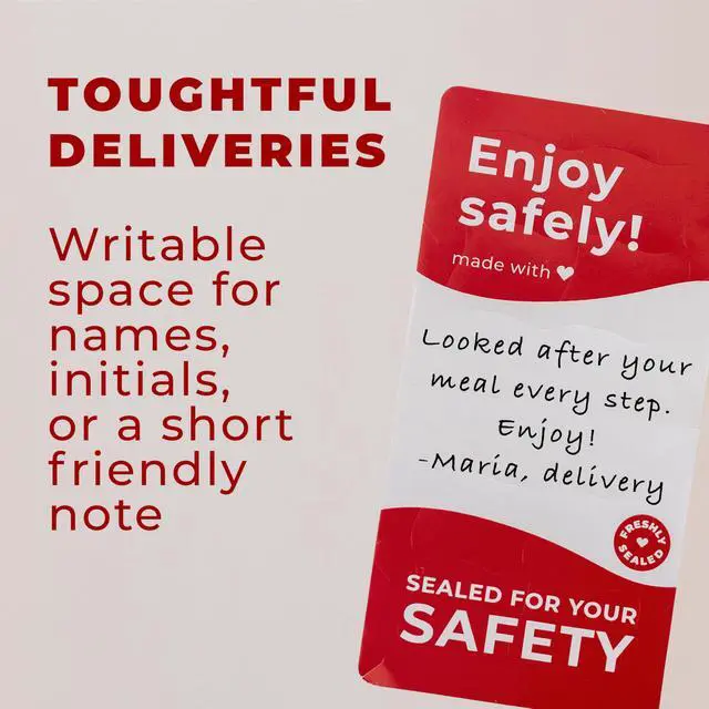 Alt view image 3 of 6 - Tamper Evident Writable Delivery Labels 2 x 4 Tamper Proof Stickers for Food Delivery Takeaway Box - 500 Food Safety Stickers with Easy Tear-Off Strong Adhesive Seal Stickers for Food Delivery