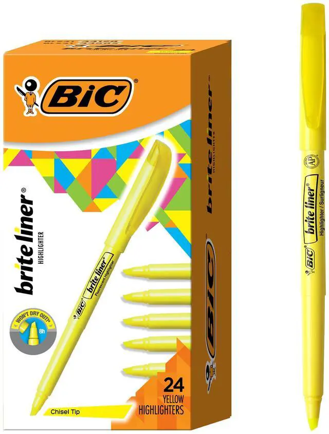 Main image of Brite Liner Highlighters, Chisel Tip, 24-Count Pack of Yellow Highlighters, Ideal Highlighter Set for Organizing and Coloring