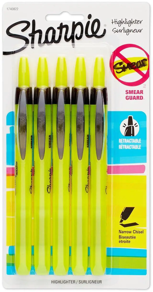Main image of 1740822 Accent Retractable Highlighter, Chisel Tip, Fluorescent Yellow, 5-Count