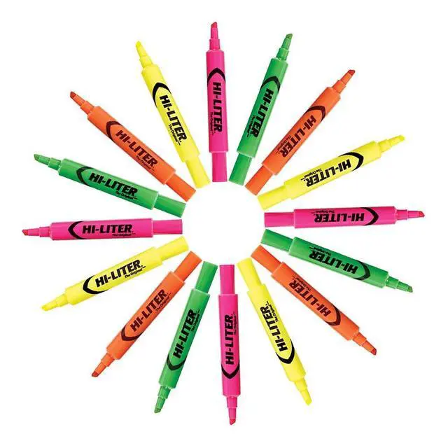 Alt view image 4 of 7 - Hi-Liter Desk-Style Highlighters, Smear Safe Ink, Chisel Tip, 4 Assorted Color Highlighters (24063)