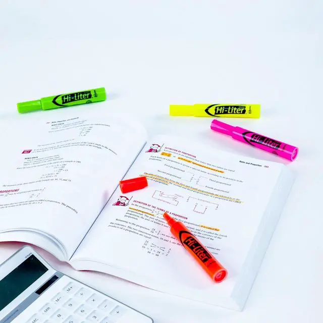 Alt view image 7 of 7 - Hi-Liter Desk-Style Highlighters, Smear Safe Ink, Chisel Tip, 4 Assorted Color Highlighters (24063)