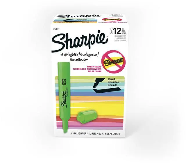 Main image of Tank Style Highlighters, Chisel Tip, Fluorescent Green, Box of 12