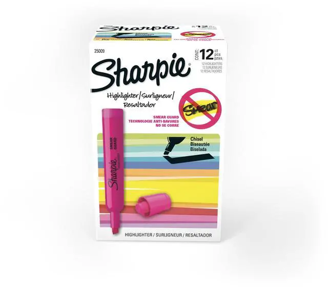 Main image of Tank Style Highlighters, Chisel Tip, Fluorescent Pink, 12 Count