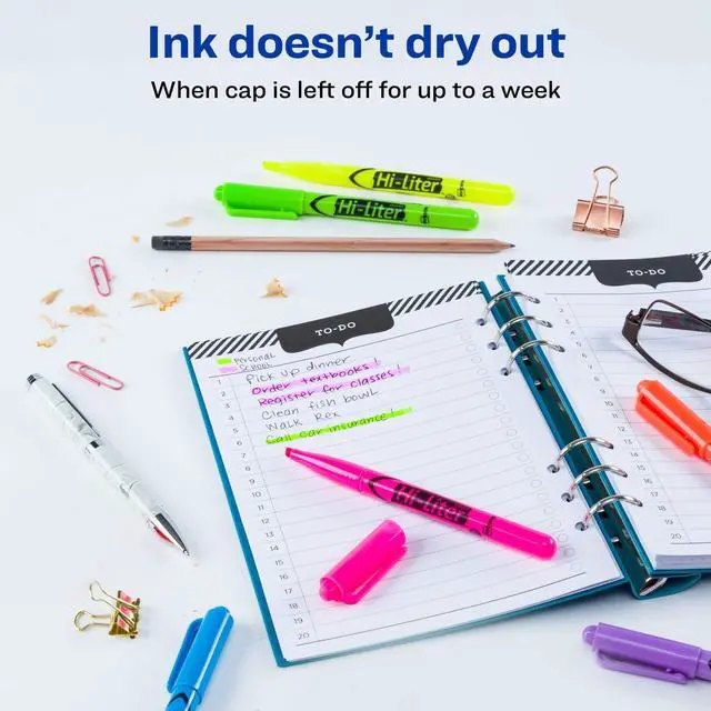 Alt view image 4 of 7 - Hi-Liter Pen-Style Highlighters, Smear Safe Ink, Chisel Tip, 6 Assorted Color Highlighters (23585)