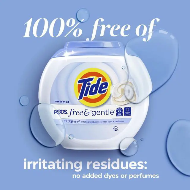 Alt view image 7 of 7 - PODS Free & Gentle laundry detergent, 76 ct, Trusted, gentle laundry detergent pods, 100% free of irritating residues: no added dyes and perfumes