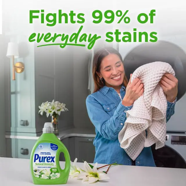 Alt view image 5 of 7 - Natural Elements Fresh Lilies & Linen Liquid Detergent, 82.5 oz, 165 Loads, Ultra-Concentrated, Dye-Free, USDA Certified Biobased Product