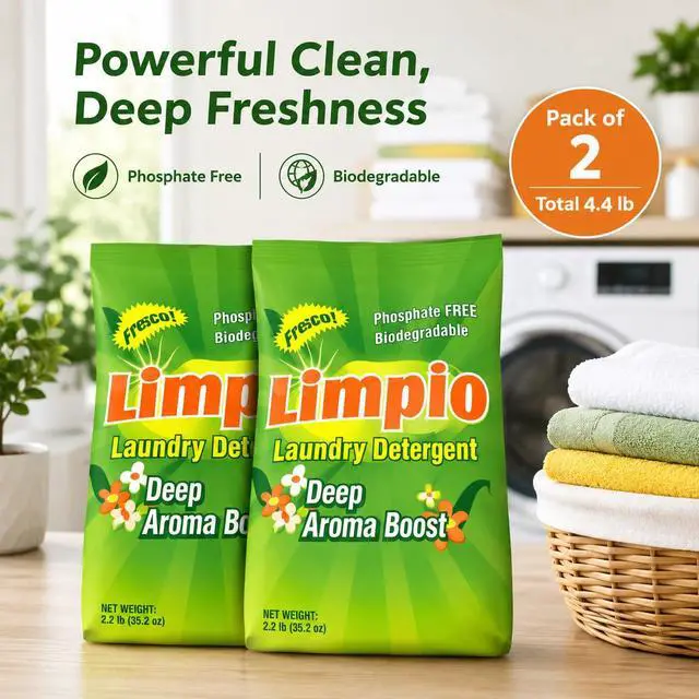 Alt view image 4 of 5 - Limpio Powder Laundry Detergent, Fresh Scent 2.2 lb, Pack of 2, Total 4.4 lb