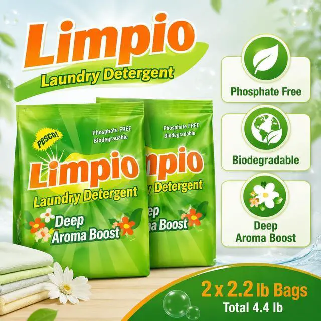 Alt view image 2 of 5 - Limpio Powder Laundry Detergent, Fresh Scent 2.2 lb, Pack of 2, Total 4.4 lb