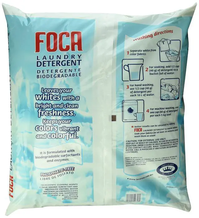Alt view image 2 of 2 - Foca, Biodegradable Powder Laundry Detergent, Phosphate Free, 5 Kg, 11.02 lb