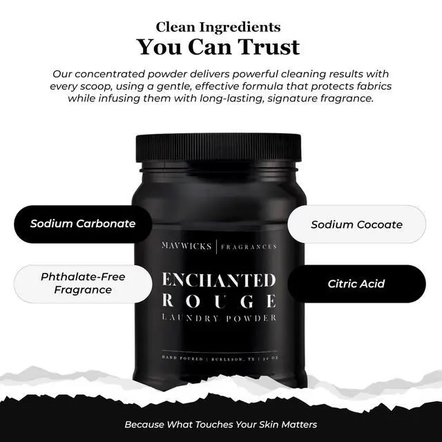 Alt view image 7 of 7 - Luxury Laundry Detergent Powder (Enchanted Rouge) 32 Oz Concentrated for Tough Stains and Odors, For All Washing machine types Gentle on Fabrics