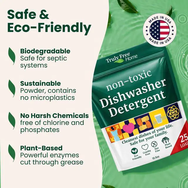 Alt view image 4 of 7 - Dishwasher Detergent Powder | Natural Dish Detergent, Dishwasher Soap | Plastic Free, Plant-Based, Clean, Heavy Duty Hard Water Stain & Grease Remover | Fragrance Free | 12.5 oz (Pack of 1)