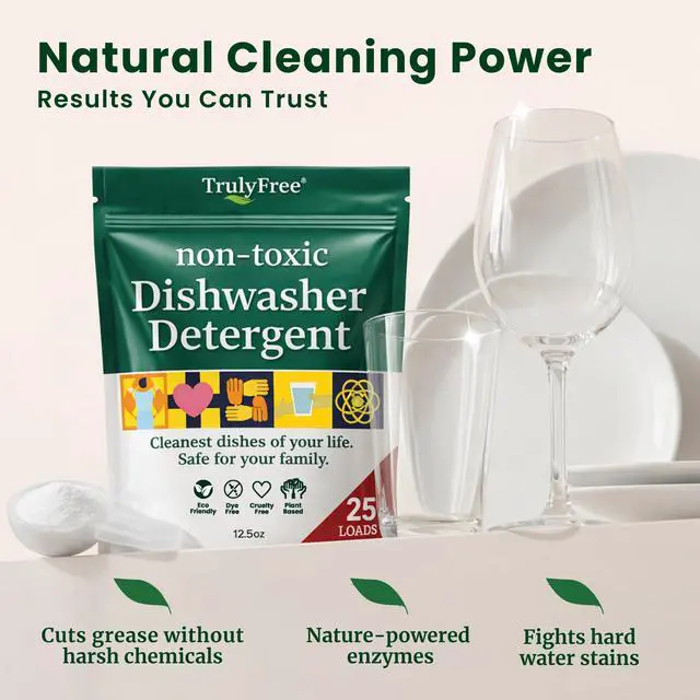 Alt view image 7 of 7 - Dishwasher Detergent Powder | Natural Dish Detergent, Dishwasher Soap | Plastic Free, Plant-Based, Clean, Heavy Duty Hard Water Stain & Grease Remover | Fragrance Free | 12.5 oz (Pack of 1)