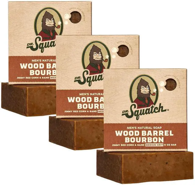 Main image of Natural Mens Bar Soap - Cold Process Body Soap Bar with Natural Oils - Gifts for Men - Wood Barrel Bourbon (5 oz, 3-Pack)