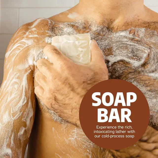 Alt view image 5 of 6 - Natural Mens Bar Soap - Cold Process Body Soap Bar with Natural Oils - Gifts for Men - Wood Barrel Bourbon (5 oz, 3-Pack)