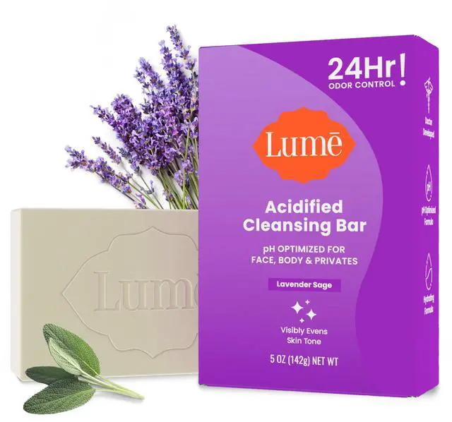 Main image of Acidified Body Cleansing Bar - 24 Hour Odor Control - Removes Odor Better than Soap - Moisturizing Formula - Formulated Without SLS and Parabens - OB/GYN Developed - 5 ounce (Lavender Sage)