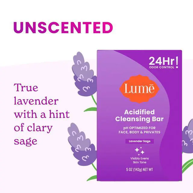 Alt view image 7 of 7 - Acidified Body Cleansing Bar - 24 Hour Odor Control - Removes Odor Better than Soap - Moisturizing Formula - Formulated Without SLS and Parabens - OB/GYN Developed - 5 ounce (Lavender Sage)