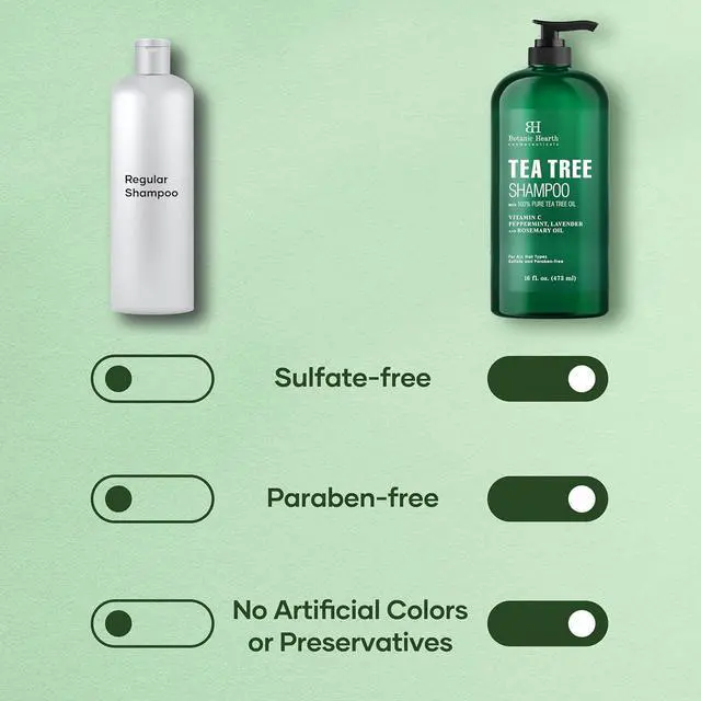 Alt view image 5 of 7 - Tea Tree Shampoo, Vitamin C, Peppermint, Lavender and Rosemary Oil, Fights Dandruff and Dry Scalp, 16 fl oz