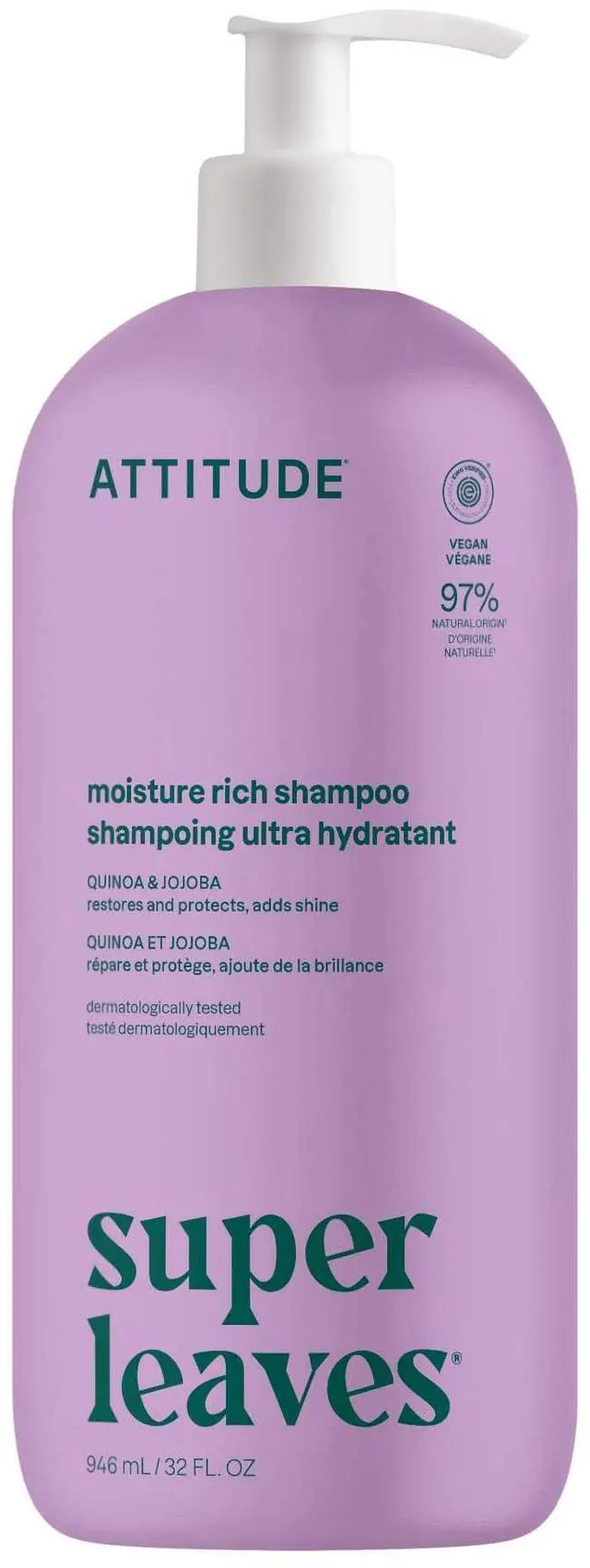 Main image of Moisture Rich Hair Shampoo, EWG Verified, For Dry and Damaged Hair, Naturally Derived Ingredients, Vegan and Plant Based, Quinoa and Jojoba, 32 Fl Oz
