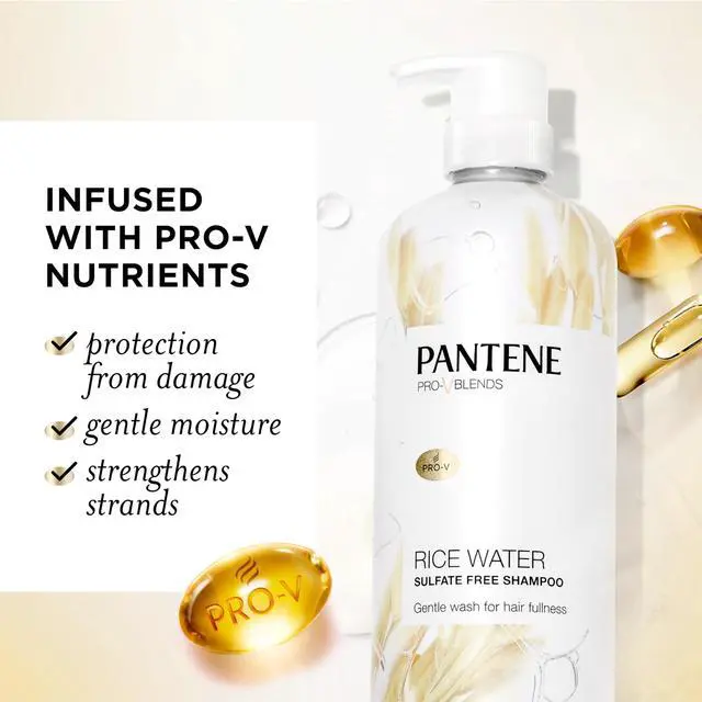 Alt view image 2 of 7 - Sulfate Free Shampoo with Rice Water, Protects Natural Hair Growth, Volumizing, for Women, Nutrient Infused with Vitamin B5, Safe for Color Treated Hair, Pro-V Blends, 30.0 oz