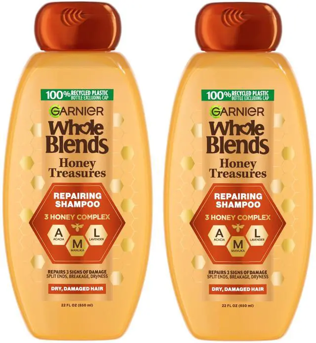 Main image of Whole Blends Honey Treasures Repairing Shampoo, for Dry, Damaged Hair, 22 Fl Oz, 2 Count (Packaging May Vary)