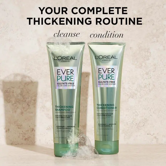 Alt view image 7 of 7 - Thickening Sulfate Free Shampoo, Thickens + Strengthens Thin, Fragile Hair, Hair Care with Rosemary Leaf, EverPure, 8.5 Fl Oz (Packaging May Vary)