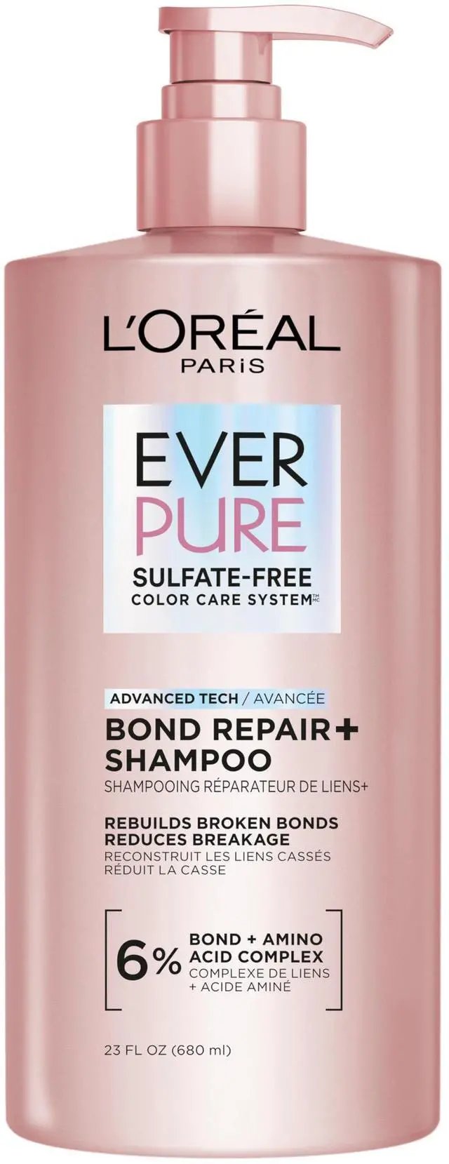 Main image of Sulfate Free Bond Repair+ Shampoo, Hair Shampoo with Amino Acid Complex, Strengthens and Repairs Damaged or Color Treated Hair, EverPure, 23 Fl Oz (Packaging May Vary)