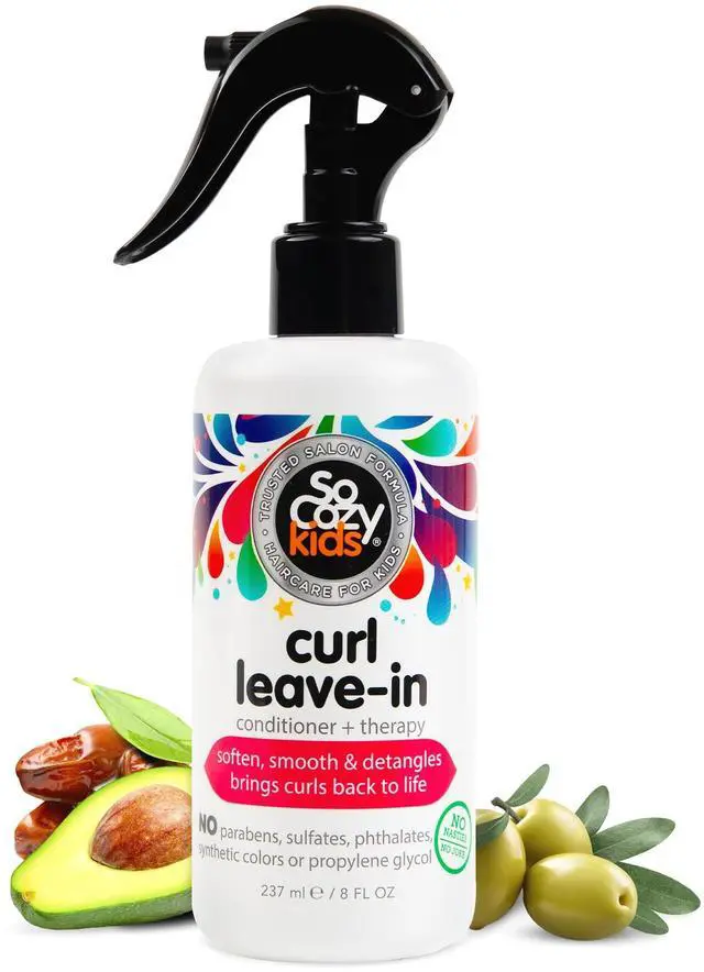 Main image of Leave In Conditioner Spray (8 Fl Oz) Paraben-Free Detangler for Kids' Curly Hair, Deep Conditioner & Tangle-Free Curls, Gentle & Nourishing with Keratin, Vitamin B5, Olive Oil & Jojoba Oil