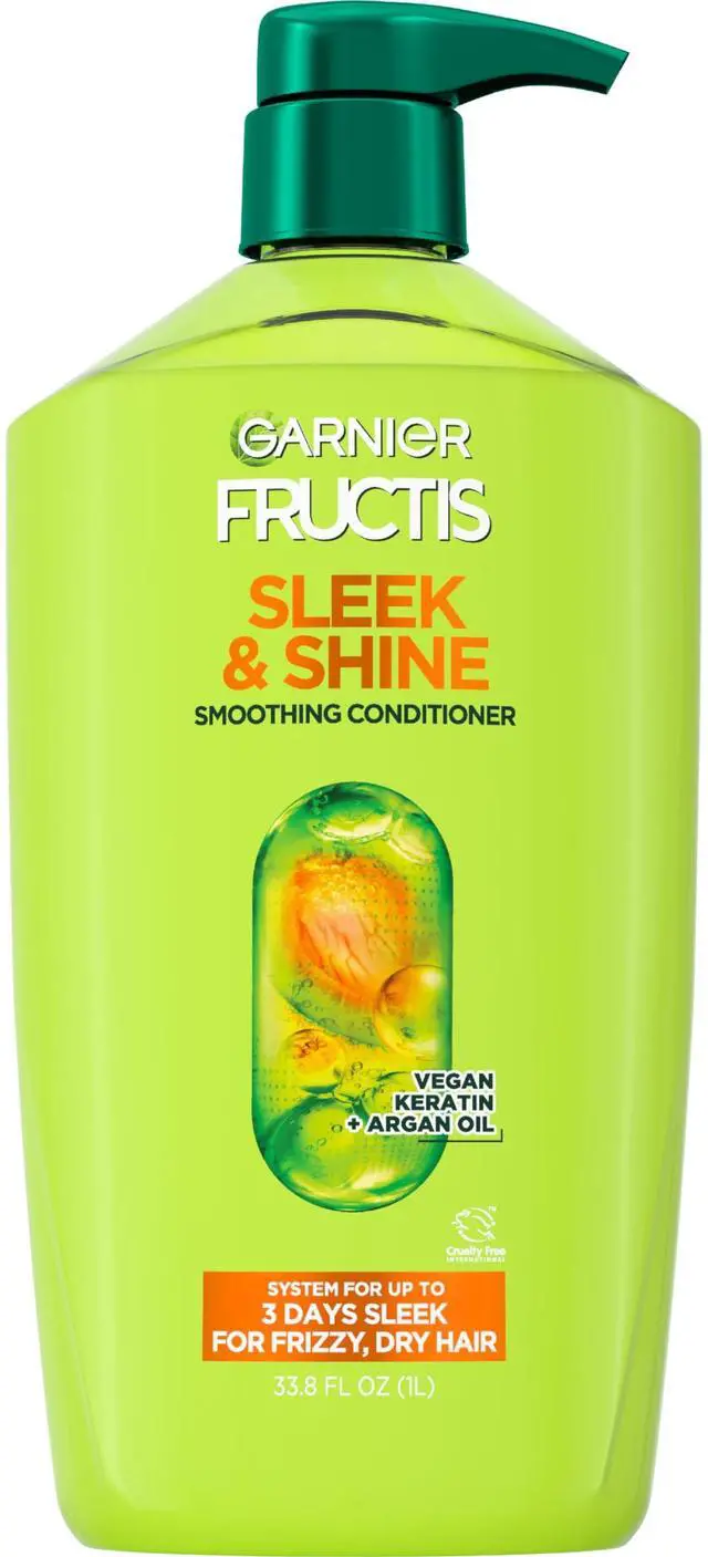 Main image of Fructis Sleek & Shine Conditioner, Smoothing Conditioner for Frizzy, Dry Hair with Argan Oil and Vegan Keratin, 33.8 Fl Oz (Packaging May Vary)