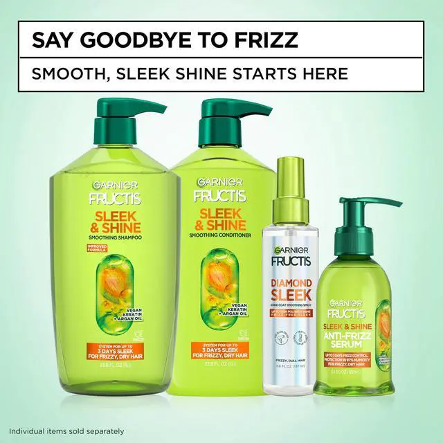Alt view image 5 of 7 - Fructis Sleek & Shine Conditioner, Smoothing Conditioner for Frizzy, Dry Hair with Argan Oil and Vegan Keratin, 33.8 Fl Oz (Packaging May Vary)