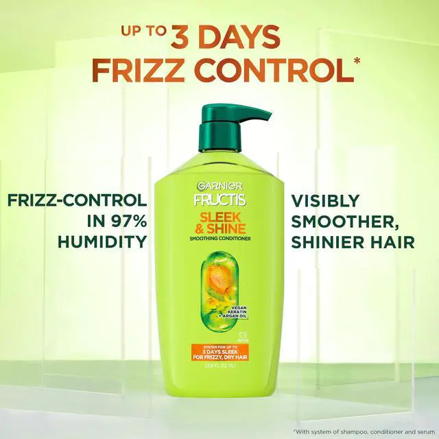 Alt view image 2 of 7 - Fructis Sleek & Shine Conditioner, Smoothing Conditioner for Frizzy, Dry Hair with Argan Oil and Vegan Keratin, 33.8 Fl Oz (Packaging May Vary)
