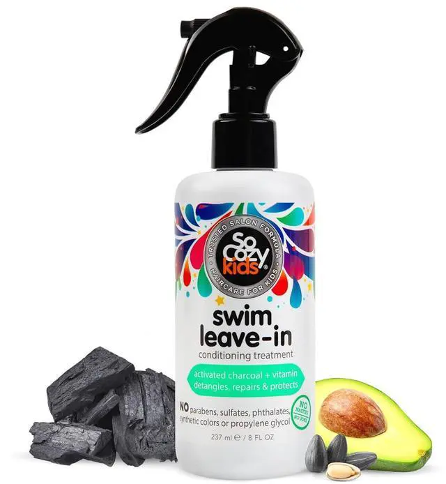 Main image of Swim Leave In Conditioner Spray & Treatment for Kids Hair (8 Fl Oz) Protects & Repairs Pool, Sun & Salt Damaged Hair, Gentle Formula with Activated Charcoal, Vitamin B5 & Sunflower Seed Extract