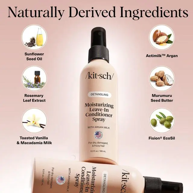 Alt view image 2 of 7 - Argan Milk Leave In Conditioner Spray Hair Detangler Spray for Curly, Wavy, Fine, Dry & Damaged Hair - Silicone-Free - 6.3oz
