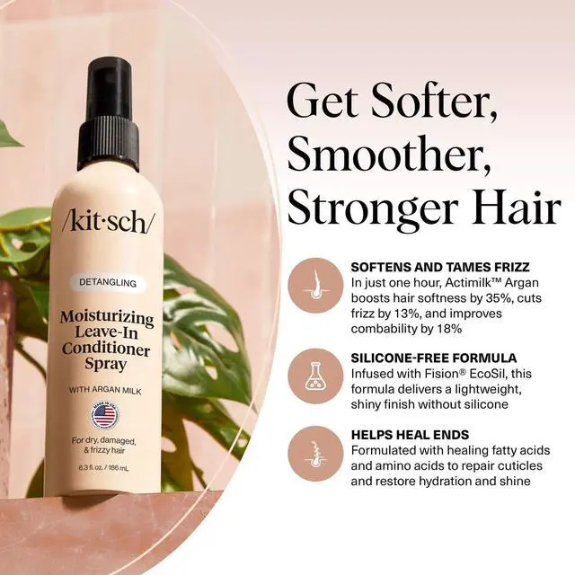 Alt view image 5 of 7 - Argan Milk Leave In Conditioner Spray Hair Detangler Spray for Curly, Wavy, Fine, Dry & Damaged Hair - Silicone-Free - 6.3oz