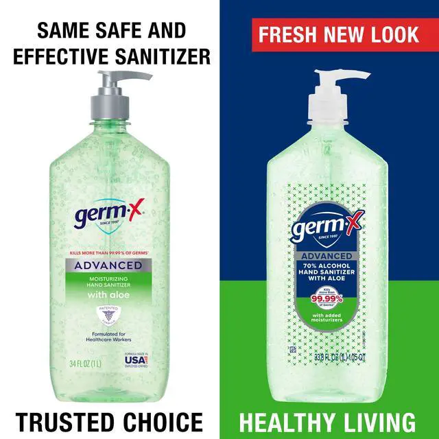 Alt view image 2 of 7 - Advanced Hand Sanitizer with Aloe and Vitamin E, 1 Liter, Less Drying Moisturizing Gel, No Rinse Formula, Pump Bottle (Pack of 2)