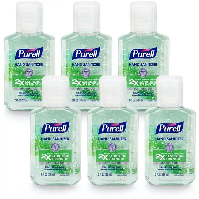 Main image of Advanced Hand Sanitizer Soothing Gel, Fresh Scent, 2 fl oz Travel Size Flip-Cap Bottle (Pack of 6), 3156-04-EC