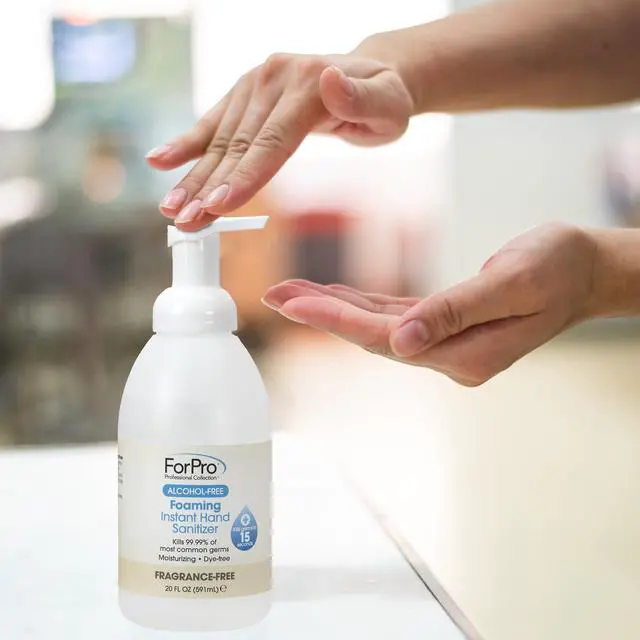 Alt view image 6 of 6 - Alcohol-Free Foaming Instant Hand Sanitizer, 20 Fl Oz Moisturizing, Dye and Fragrance Free Sanitizer
